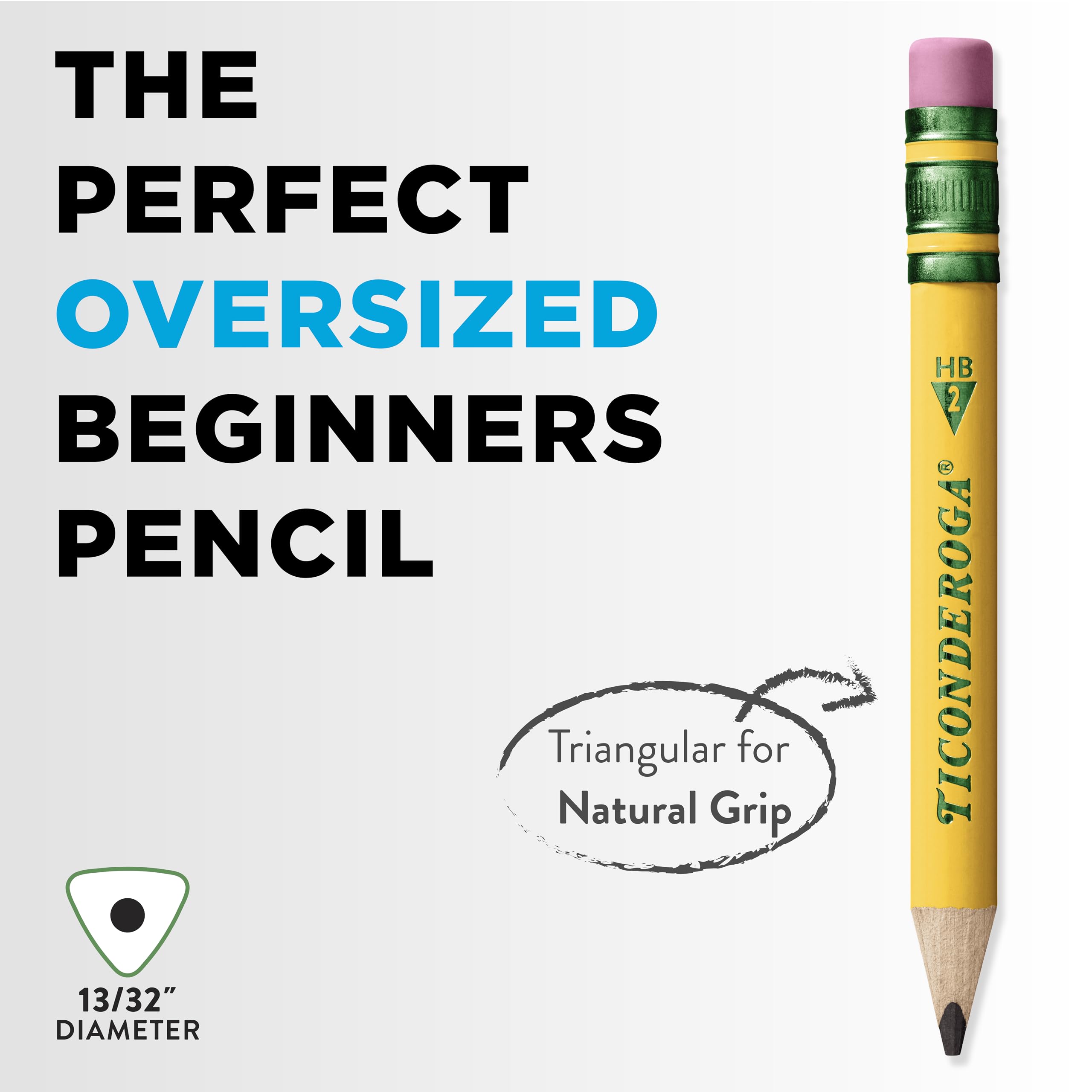 Ticonderoga My First Short Triangular Wood-Cased Pencils, #2 HB Soft, With Erasers, Yellow, 4 Count - Image 4