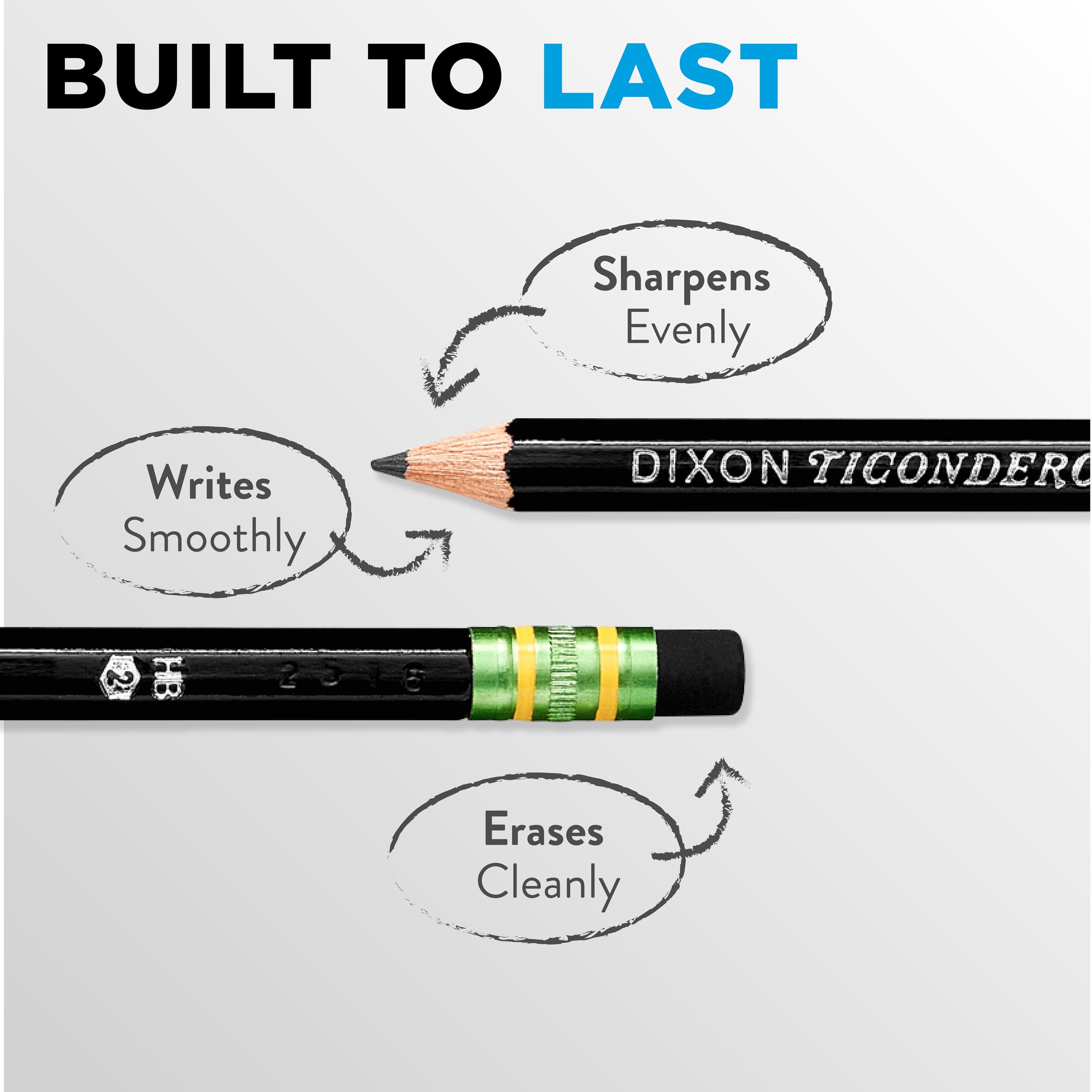 Ticonderoga Wood-Cased Pencils, 2 HB Soft, Black, 24 Count - Image 3