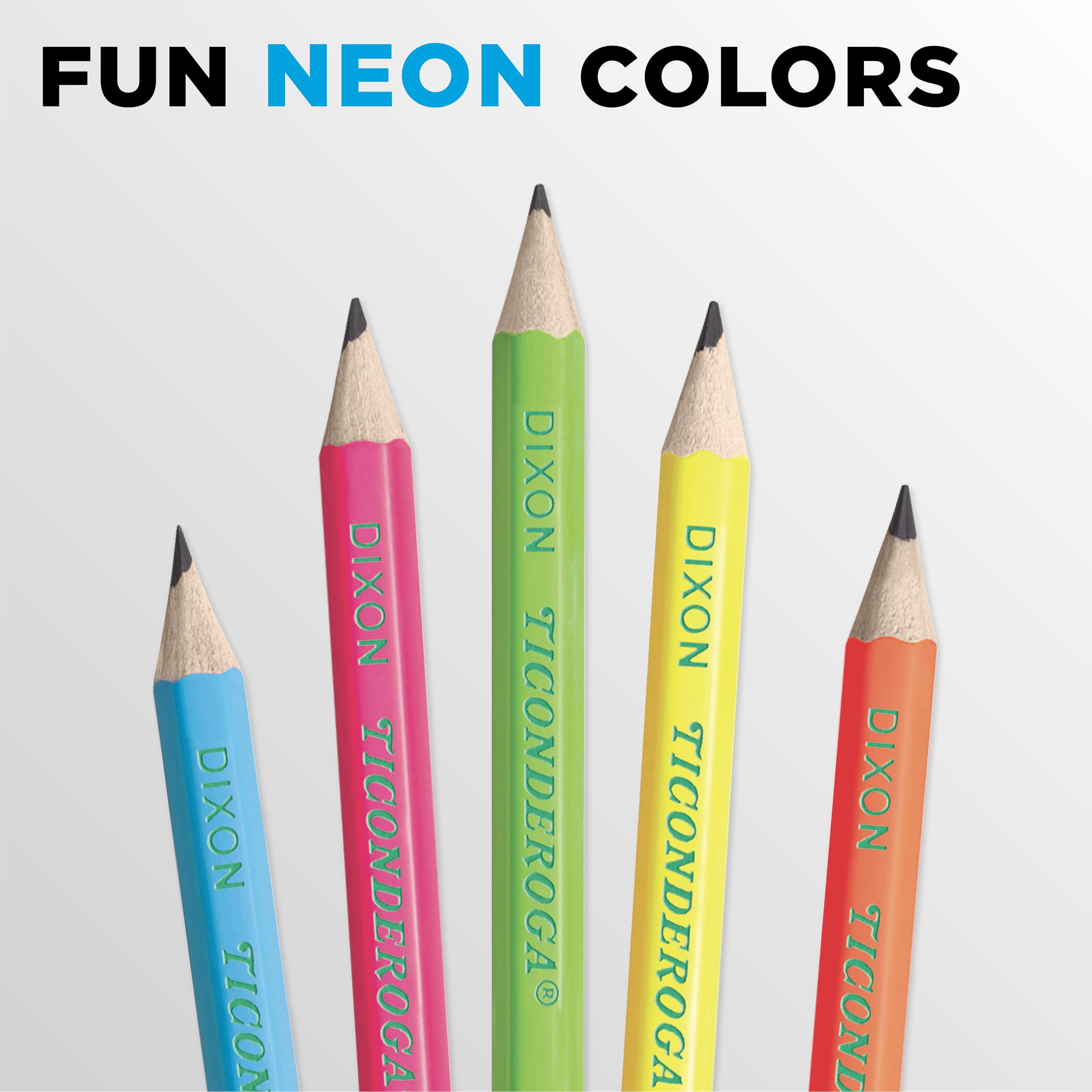 Ticonderoga Wood-Cased Pencils, Pre-Sharpened, #2 HB Soft, Neon Colors, 18 Count - Image 5