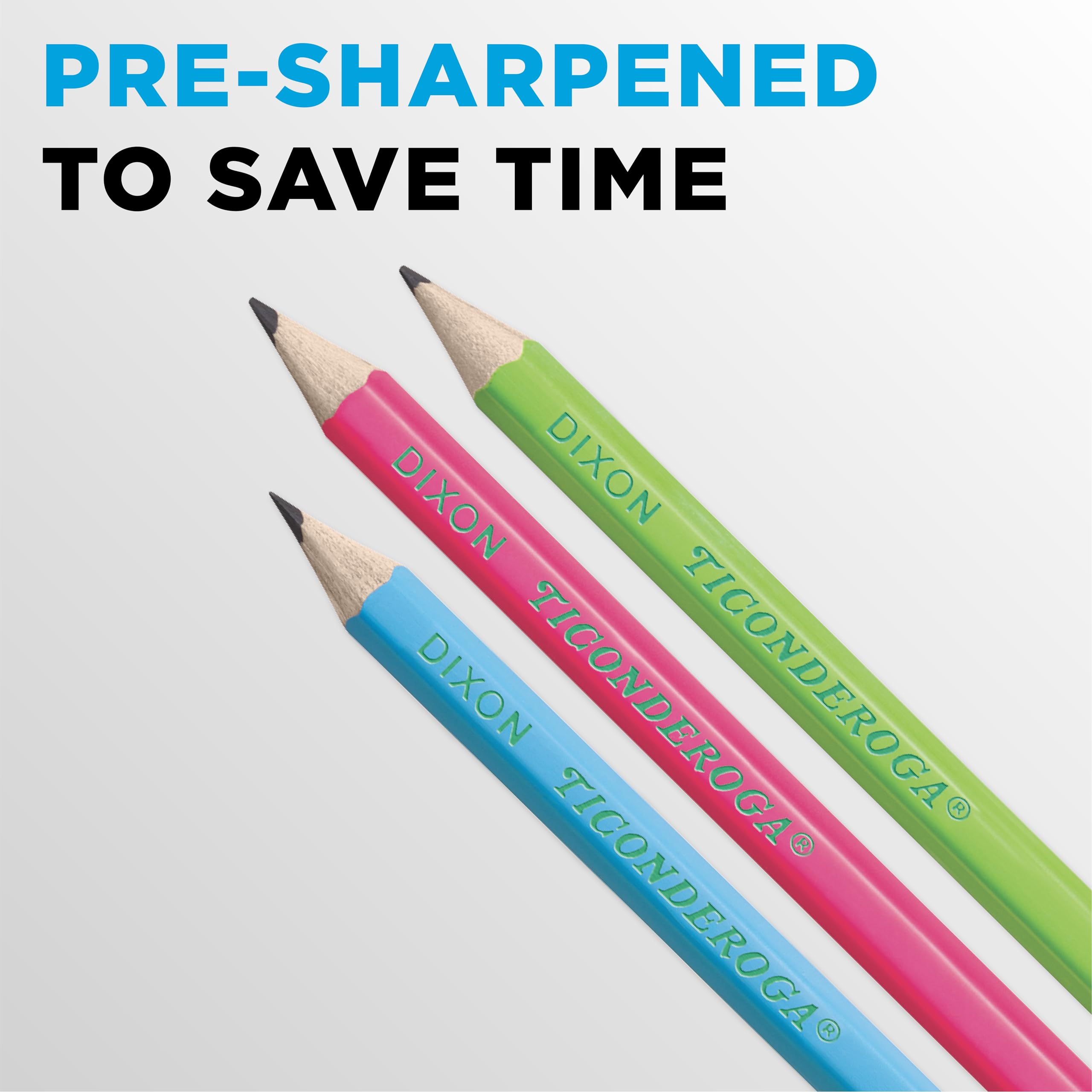 Ticonderoga Wood-Cased Pencils, Pre-Sharpened, #2 HB Soft, Neon Colors, 18 Count - Image 6